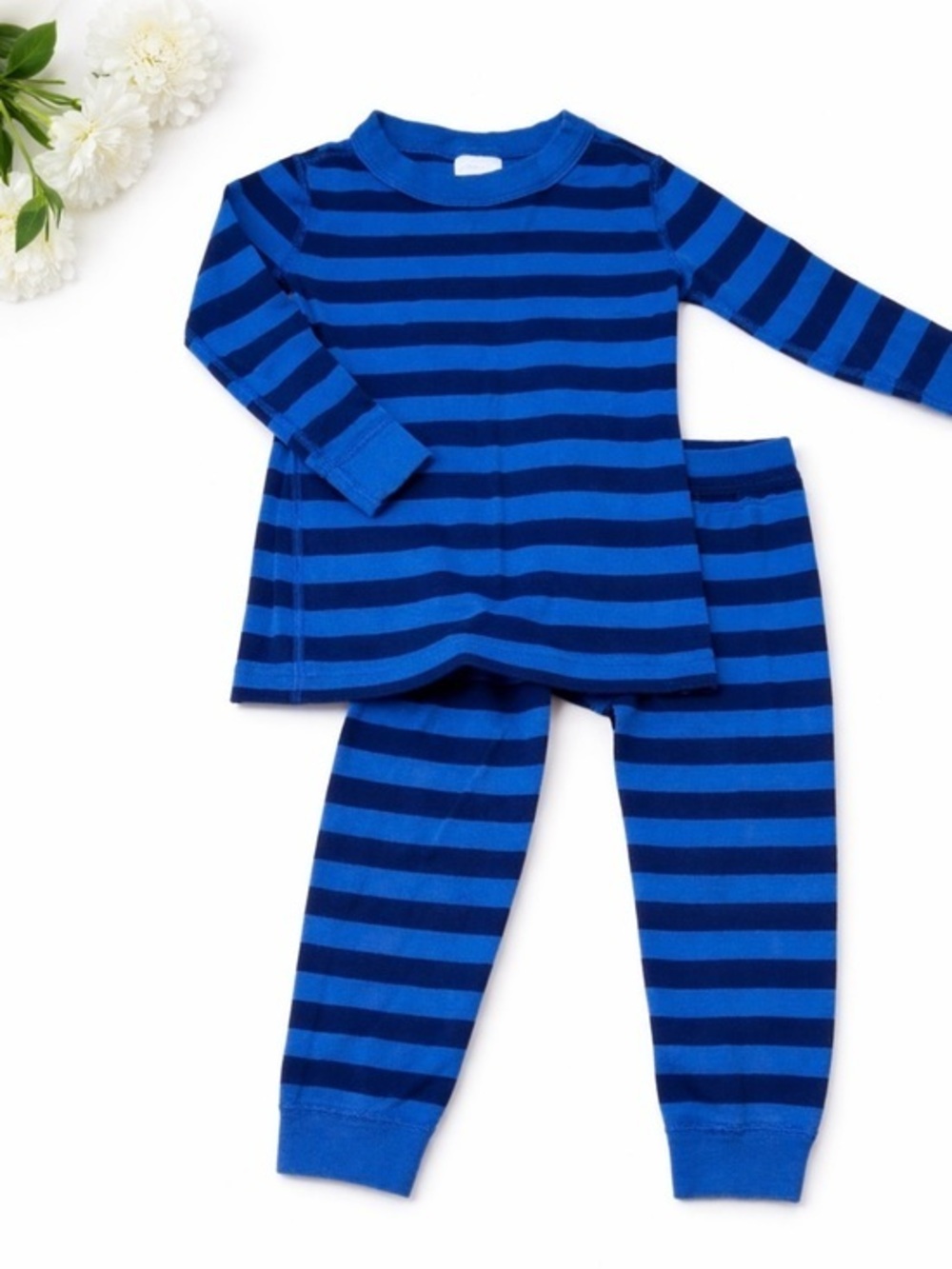 Hanna Andersson Blue Striped Long-Sleeve Pajama Set